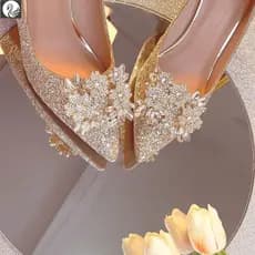 Sapatos de Noiva Xiuhe Vestido de Noiva com Dois Sapatos de Cristal Sapatos de Noiva Champagne Sapatos de Salto Alto Fem