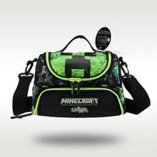 Lancheira Cool Smiggle Australia para Meninos, Preta e Verde, Minecraft, Bolsa Bento Portátil Transversal ZGA3