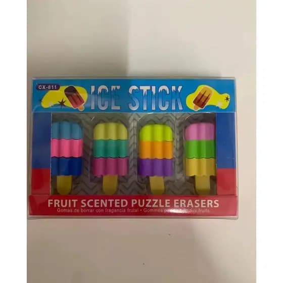 Kit 4 Borrachas - Sorvete/Carrinho - Escolar Papelaria Fofa Diversão, Material escolar, Borrachas Temáticas, Divertida