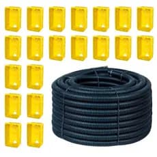 Kit 20 Caixa De Luz 4x2 Amarela + Rolo de Conduíte Eletroduto 50 Metros 3/4 cinza Corrugado Reforçado