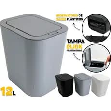 Lixeira 12 Litros Tampa Click Abre Automática E Dispenser Integrado De Sacos De Lixo Banheiro Lavabo Cozinha Escritório