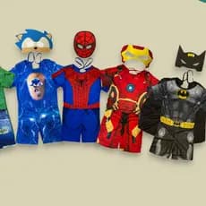 Fantasia Infantil  Masculina com Máscara Herói Roupa Curta para Festa e Aniversário