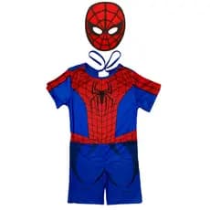 Fantasia Infantil Homem Aranha Temática com Máscara 3D Curta Realista para Brincar e Festas