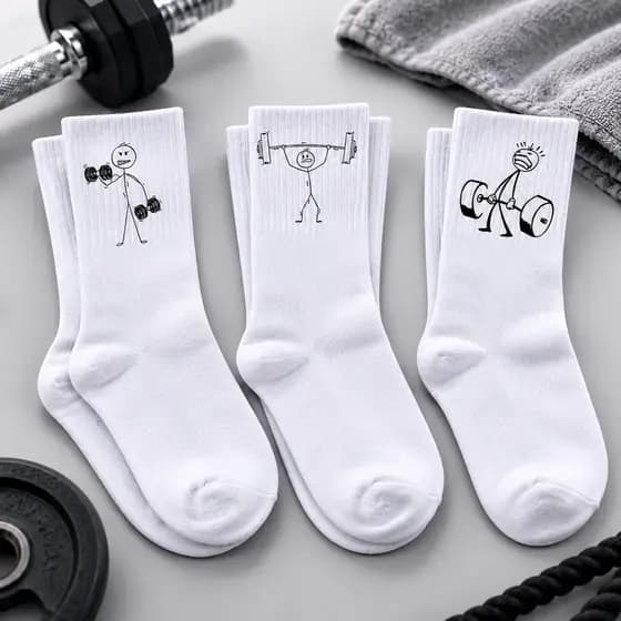 Kit 3 Pares Meias Boneco Magrinho Academia Maromba Treino Corrida