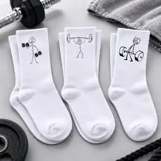 Kit 3 Pares Meias Boneco Magrinho Academia Maromba Treino Corrida