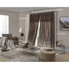 Cortina de Renda sem forro Irlanda Sala Quarto 3,50m Larg X 2,20m Alt x Bandô 0,50cm
