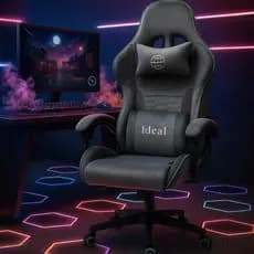 Cadeira Gamer Giratória Cinza com Detalhes Verdes Reclinável com Ajuste na Altura e Apoio Braços