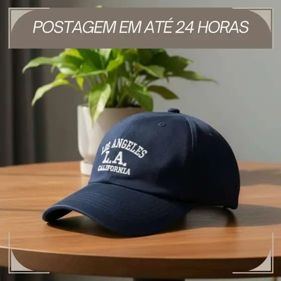 Boné Retro LA Los Angeles Aba Curvada Unissex Ajustavel Tamanho Unico Retro Esportivo