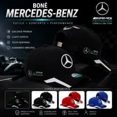 Boné Mercedes Benz AMG Petronas Aba Curva Masculino Ajustavel Varias Cores