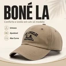 Boné Los Angeles Retro Basebol Aba Curva Masculino e Feminino Regulagem Fitão