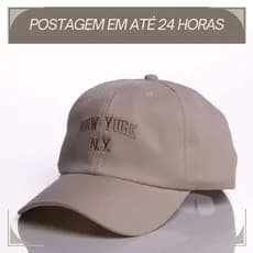 Boné Ny New York Retro Basebol Aba Curva Masculino e Feminino Regulagem Fitão