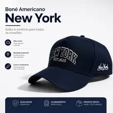 Boné SNAPBACK NY Americano Aba Curva Bordado Alta Definição Masculino Feminino