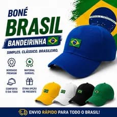Boné Brasil Bandeirinha Bordado Alta Definição Ajustável Unissex Aba Curva Seleção