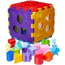 Cubo Didático Educativo Bloco Peças Encaixar Brinquedo Infantil Colorido Pedagógico para Criança
