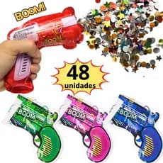Kit 48 Lembrancinha Para Festa Aniversário Infantil Lança Confete Estouro Inflável Brinde De Festa