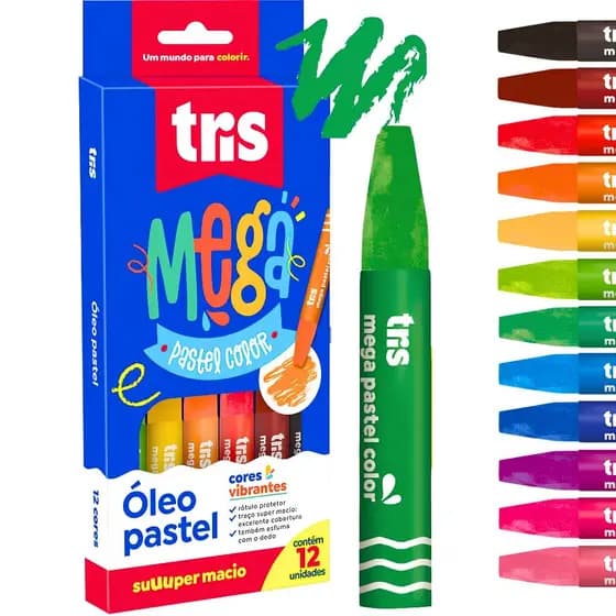 Giz Pastel Oleoso 12 Cores Giz Para Desenhos Pintar Colorir
