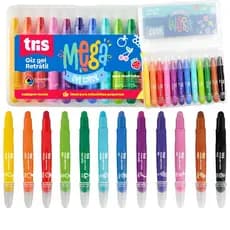 Giz De Cera MEGA GEL COLORS Retrátil Com Cheiro - Estojo Com 12 Unidades - Extremamente Macio