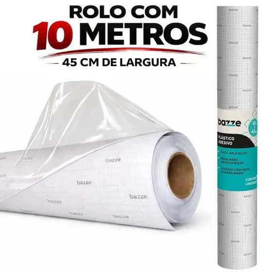Papel Adesivo Transparente 80 Micras 45cm x 10 Metros Cristal Plástico Autocolante