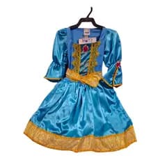 Vestido Fantasia de Princesa Azul Luxo Infantil em Cetim com Brilho Premium – Festa e Aniversário