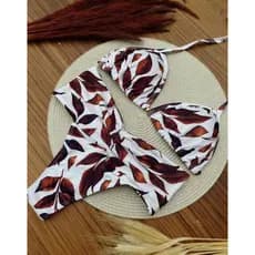 Conjunto Biquíni Cortininha Com Bojo Removivel Calcinha Fio Duplo Levanta Bumbum Estampa Floral