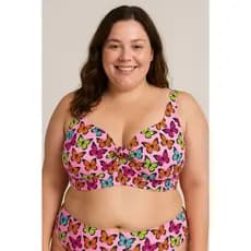 Top Biquíni Avulso Plus Size Cropped  Detalhe De Amarração Nas Costas Sustentação Variação De Estampas Moda Praia