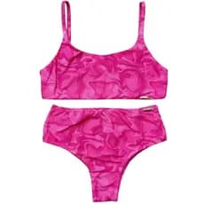 Conjunto Biquini Plus Size Top Forrado Sem Decote Para Seu Melhor Conforto Calcinha Cintura Alta Lateral Grossa