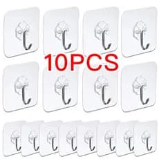 10Pcs Gancho Adesivo De Parede Reutilizável Anti-Derrapante Sem Traço Para Cozinha De Banheiro