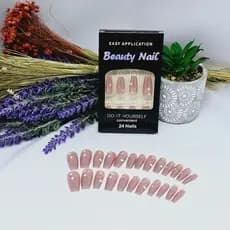 Kit de 24 Unhas Postiças Decoradas com Flores - Completo com Adesivos Práticos para Aplicação