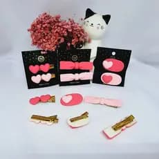 Kit de 3/6/12 Pares de Presilhas em Tons de Rosa - Corações e Laços para Mulheres e Meninas
