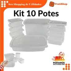 Tupperware Pote de Plásticos Conjunto com 10 potes transparentes Armazenamento Recipientes Plásticos Conjunto de 10 Potes Plásticos