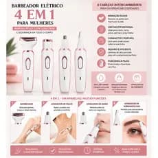 Barbeador Elétrico Feminino 4 Em 1 Aparador De Pelos Rosto Corpo Nariz E Sobrancelha