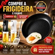 Frigideira Antiaderente 26cm Com Espátula Inox E Borrifador De Azeite Kit Completo