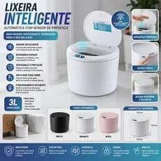 Lixeira Inteligente Automática 3L com Sensor de Presença Tampa Automática Touch para Banheiro Escritório Cozinha