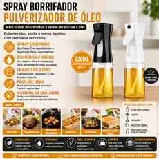 Spray Pulverizador De Óleo E Azeite 220ml Borrifador Vidro Para Air Fryer Saladas Churrasco
