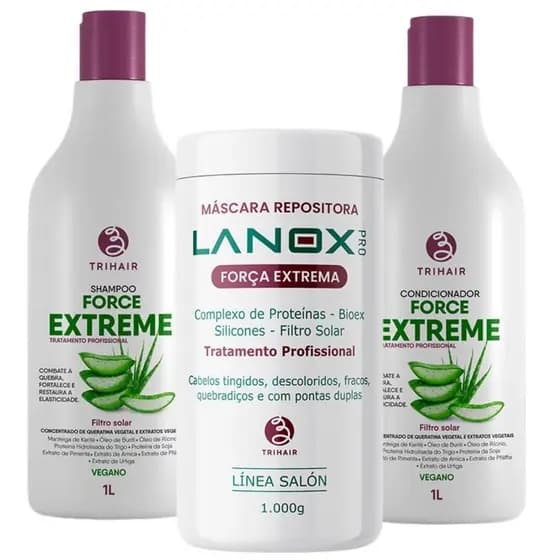 Máscara Força Extrema Lanox + Shampoo e Condicionador