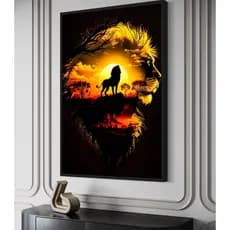 Quadro Decorativo Leão Savana - 80x60cm