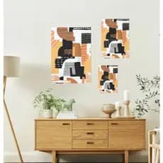 Quadros Decorativos em MDF Abstrato Amarelo Laranja e Preto - 20x30 - 30x50 - 40x60cm
