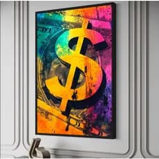 Quadro Decorativo em MDF Cifrão (símbolo: )/Dolar colorido - 60x80cm