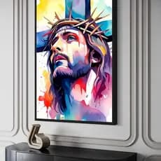 Quadro Jesus Misericordioso com Cores Vivas - 80x60cm