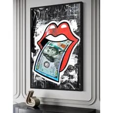 Quadro Decorativo em MDF Boca e dolar - 60x80cm
