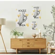 Quadro Decorativo em MDF Você é Linda Flores Amarelas - 20x30 30x50 40x60cm