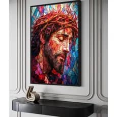 Quadro Jesus Coroa de Espinhos Estilo Vidraças - 80x60cm