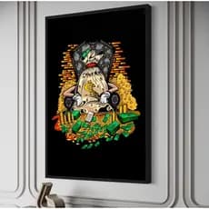 Quadro Decorativo em MDF Trono de Dolar e Moedas com Fundo Preto - 60x80cm