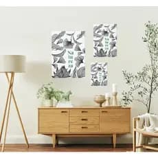 Quadro Decorativo em MDF Natureza com flores em Preto e Branco - 20x30 30x50 40x60cm