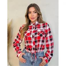 Camisa Xadrez Feminina com amarração na cintura