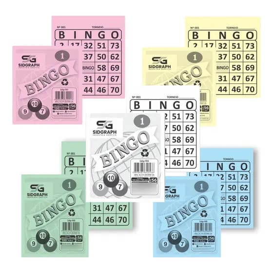 Cartela Bingo Coloridas 10,4 X 12 Cm 500 Folhas Offset