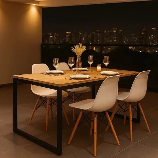 QUEIMA DE ESTOQUE - Kit Mesa de Jantar com 4 Cadeiras Eames - Ideal para Sala e Cozinha