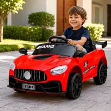 Carro Elétrico Infantil 6V Vermelho Controle Remoto LED Música Bateria Recarregável Power Ride