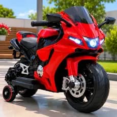 Moto Elétrica Infantil 6V Vermelha Farol LED Rodinhas Laterais Bateria Recarregável Até 30kg 24+ Meses