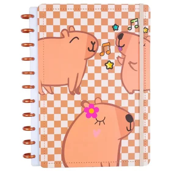 Caderno Capivara Grande Capa Dura Disco Reposicionável Inteligente Universitário Escolar Profissional Planner